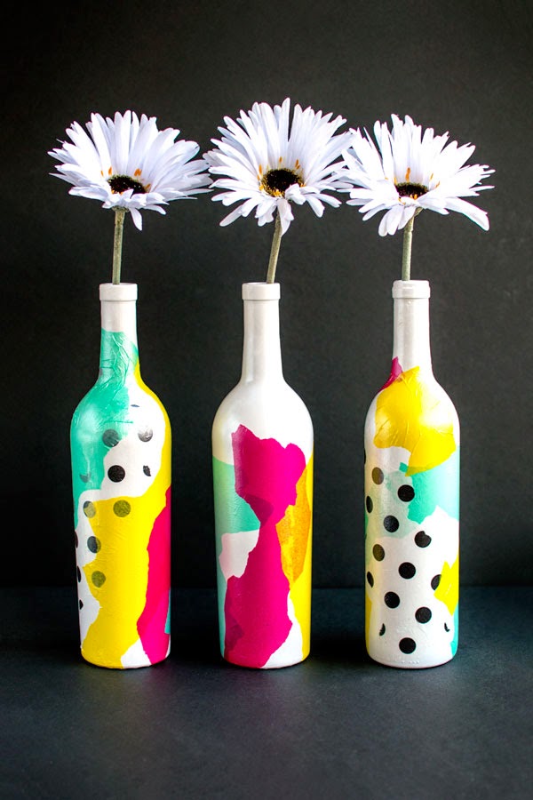 http://homemadehooplah.com/tissue-paper-bottle-art/