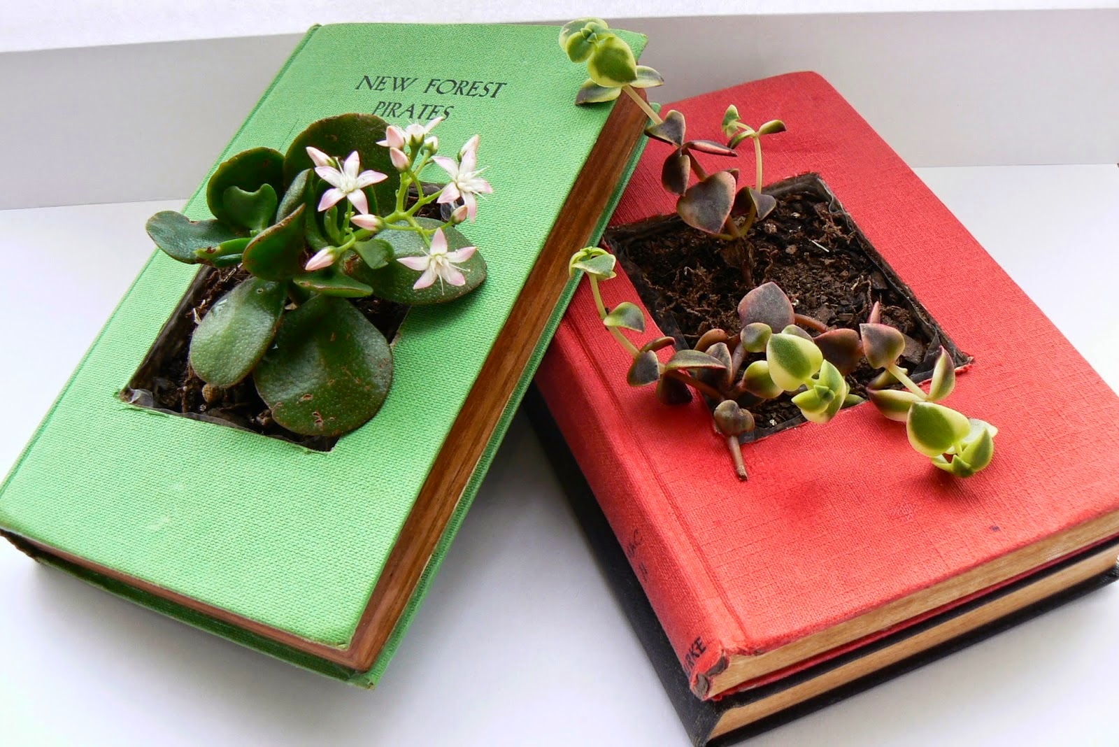 http://ld-p.blogspot.com/2014/06/diy-recycled-book-planters.html